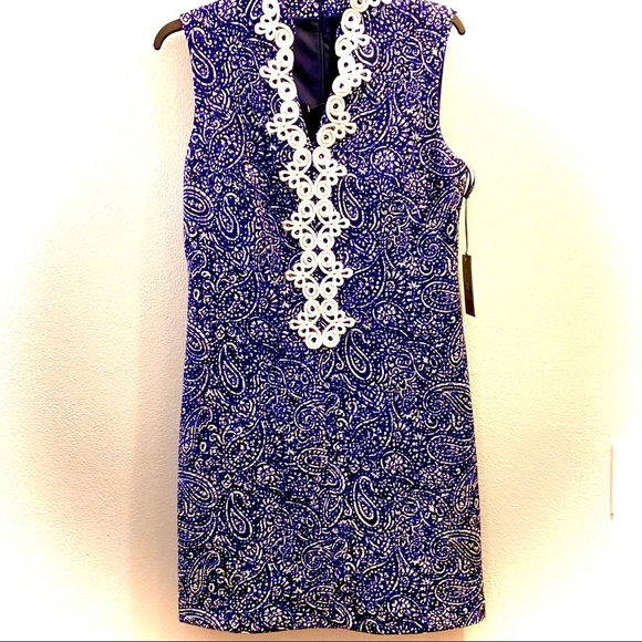 Vince Camuto Sleeveless Dress Embroidered Trim - Picture 2 of 16